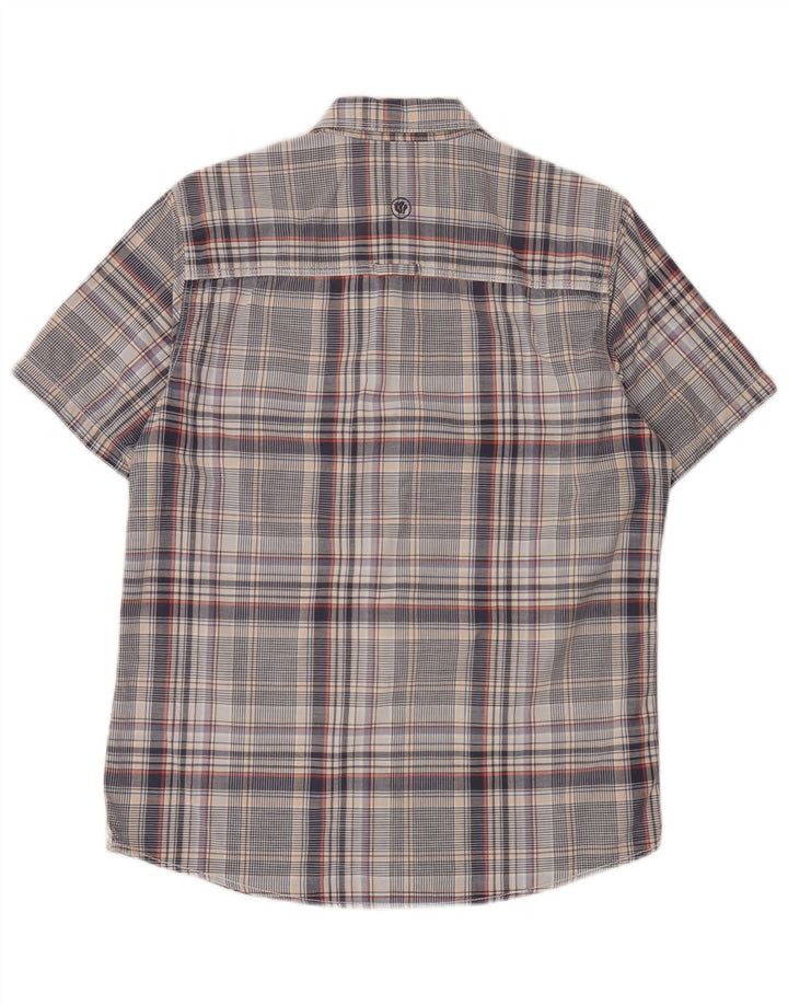 Camisa masculina de manga curta Fat Face Classic Fit pequena xadrez cinza