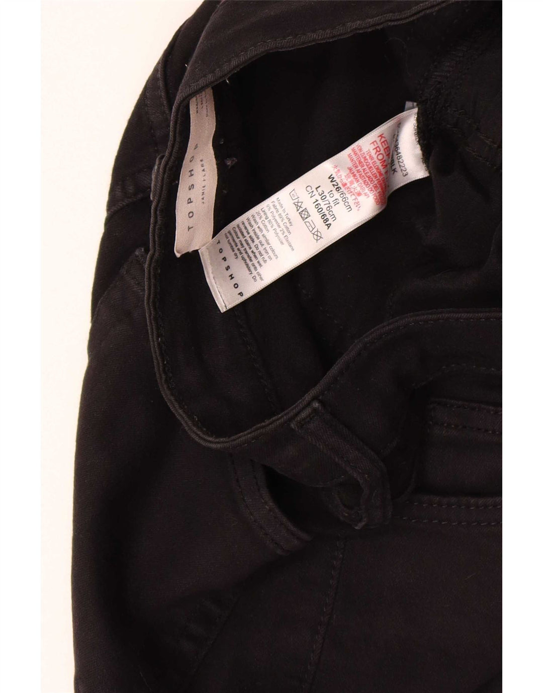 Topshop feminino Jamie Flared Jeans W26 L30 algodão preto