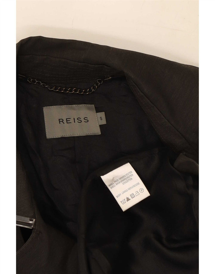 Trench Coat Masculino Reiss UK 36 Pequeno Poliéster Preto