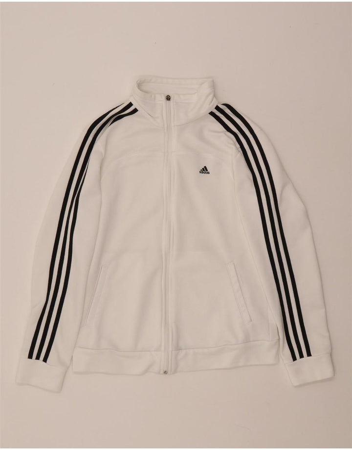 ADIDAS Womens Tracksuit Top Jacket UK 12/14 Médio Poliéster Branco