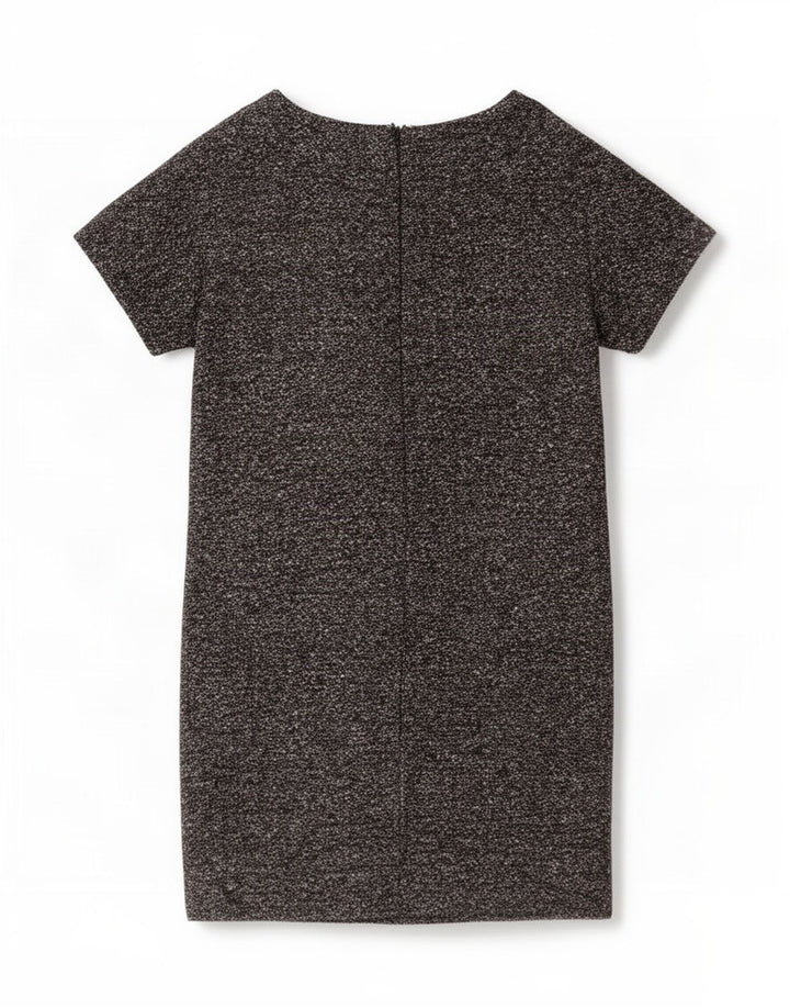 Vestido feminino Benetton UK 14 lã virgem manchada cinza médio