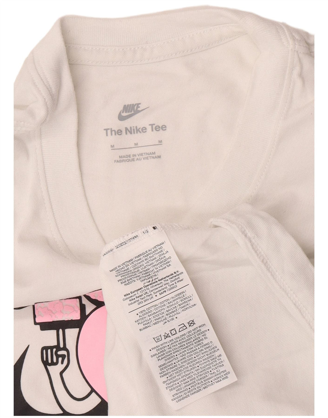 Camiseta Nike feminina gráfica Top UK 14 médio algodão branco