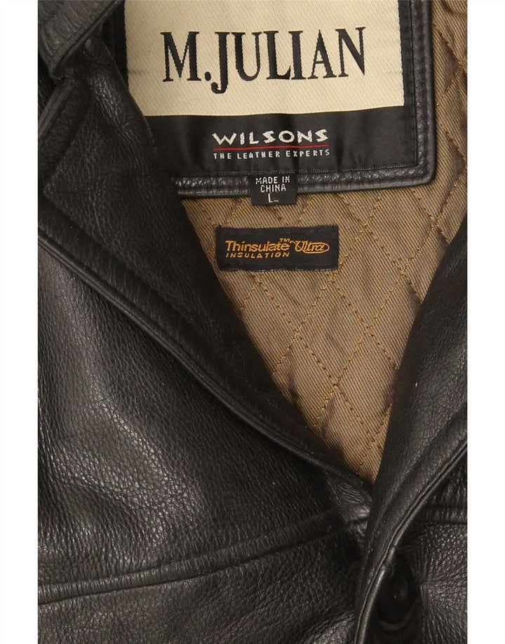 Jaqueta corta-vento masculina Wilsons M. Julian de couro Reino Unido 40 grande preta