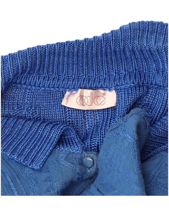 Suéter cardigã feminino vintage IT 44 viscose geométrica azul médio