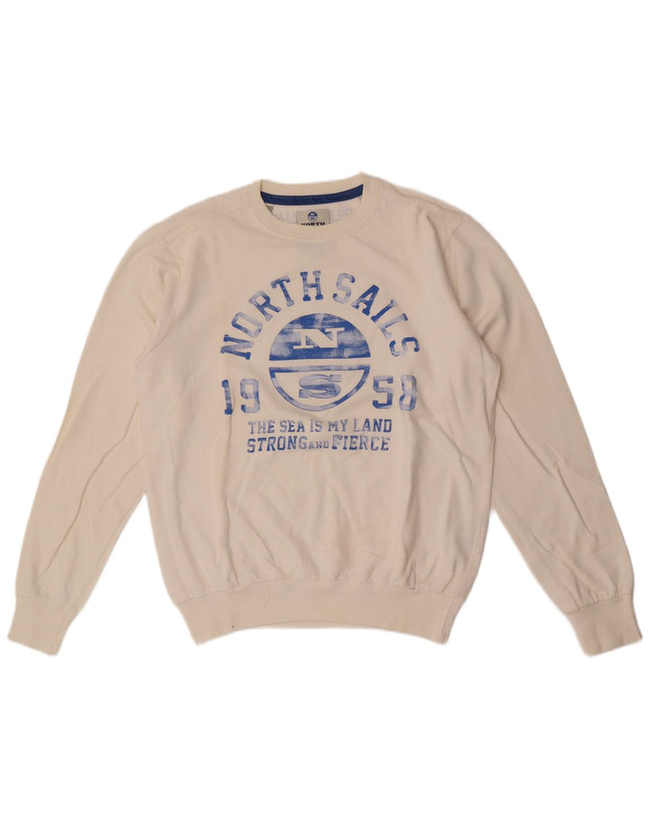 North Sails moletom gráfico masculino jumper médio algodão branco