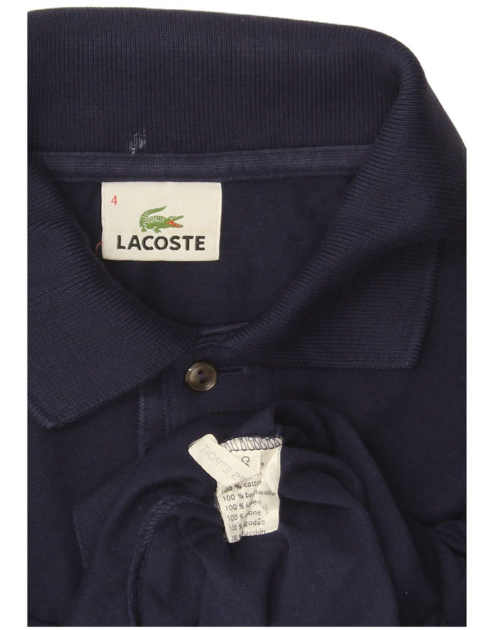 Camisa polo masculina de manga comprida LACOSTE tamanho 4 médio algodão azul marinho