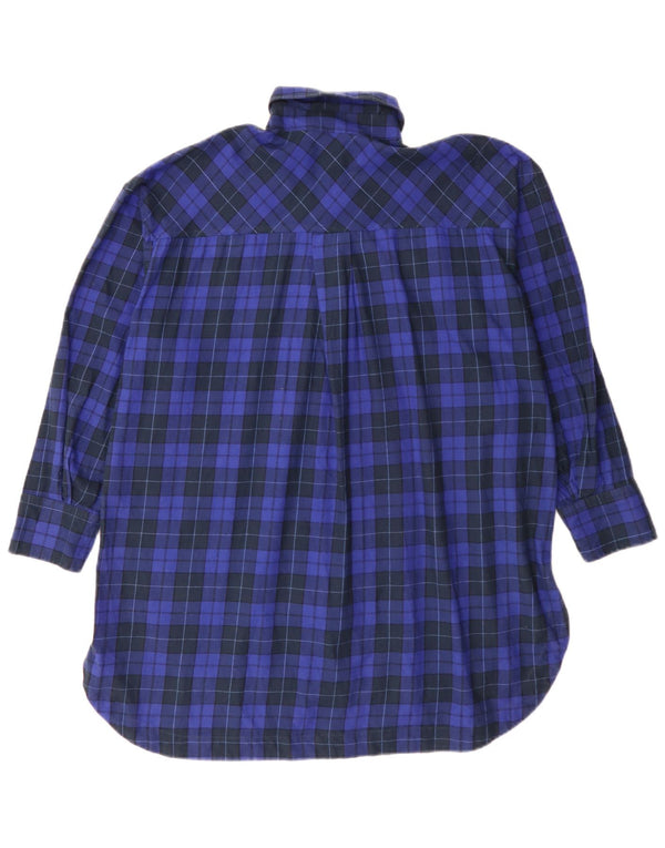 Vestido camisa de flanela grande Zara feminino Reino Unido 4 XS azul xadrez
