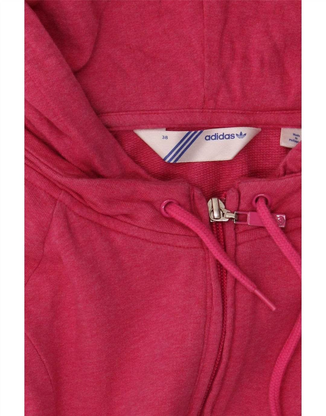 ADIDAS Womens Longline Short Sleeve Zip Hoodie Sweater EU 38 Small Pink Vintage Adidas and Second-Hand Adidas from Messina Hembry 