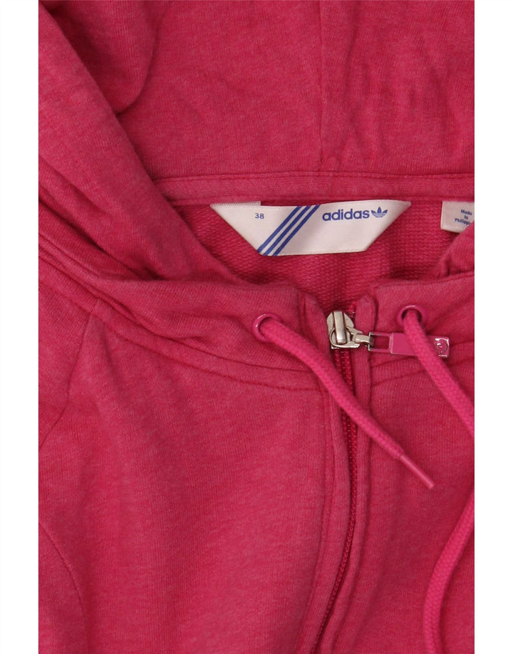 ADIDAS Womens Longline Short Sleeve Zip Hoodie Sweater EU 38 Small Pink Vintage Adidas and Second-Hand Adidas from Messina Hembry 