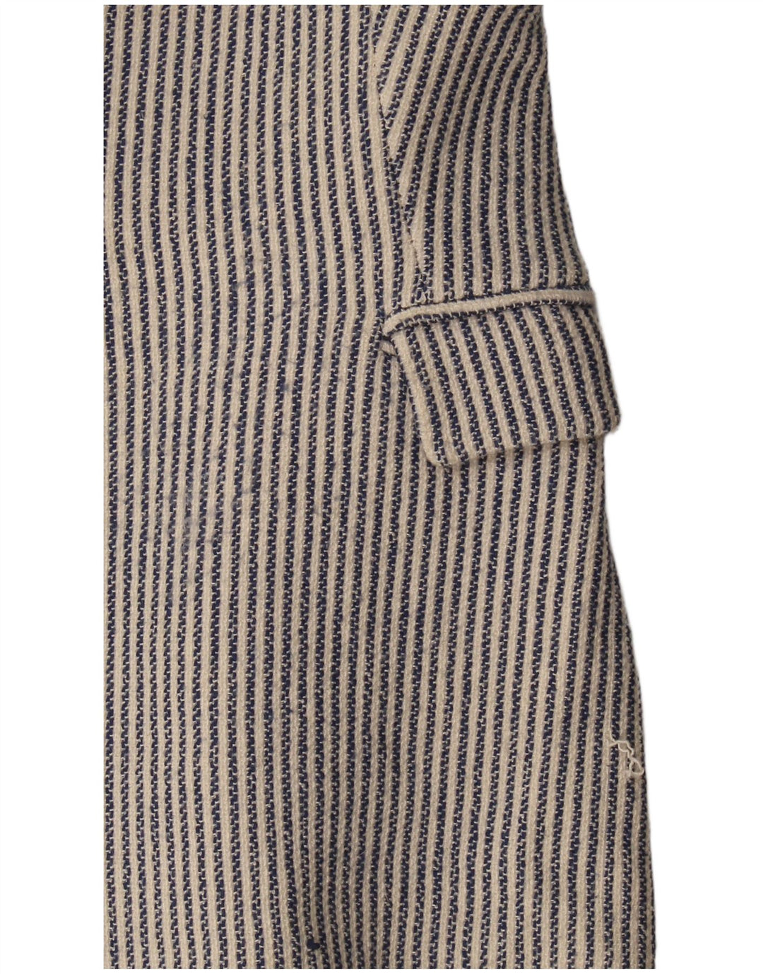 Jaqueta blazer feminina Zara com 1 botão Reino Unido 12 algodão listrado azul médio
