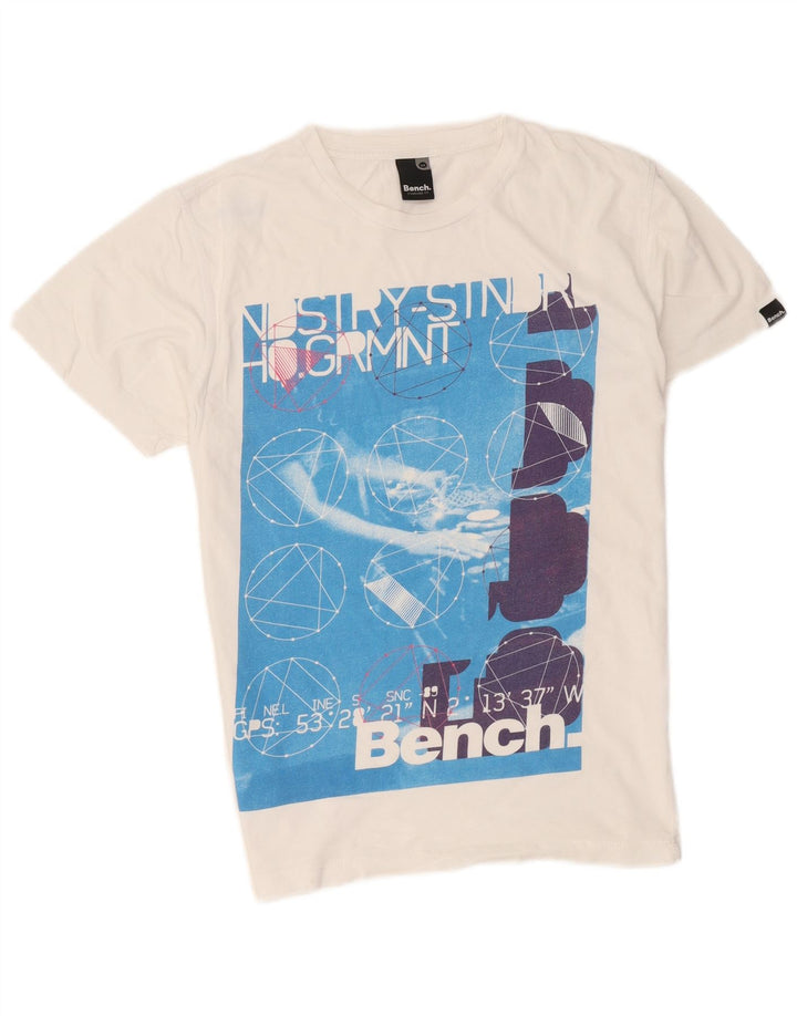 Camiseta masculina gráfica Bench Top médio branco