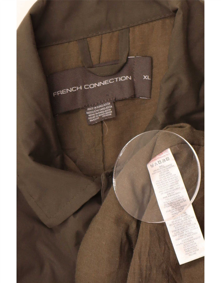 Sobretudo masculino French Connection UK 42 XL poliéster cáqui