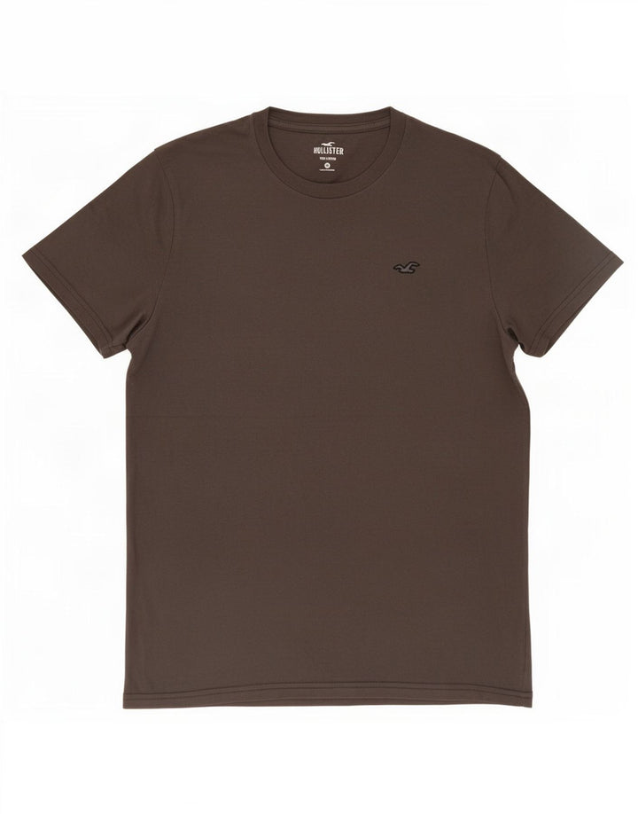 Camiseta masculina Hollister de algodão cinza médio