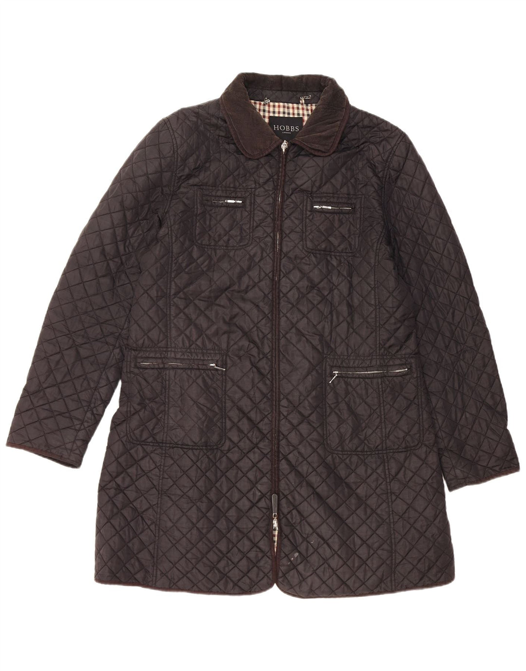 Jaqueta feminina acolchoada acolchoada Hobbs UK 14 nylon preto médio