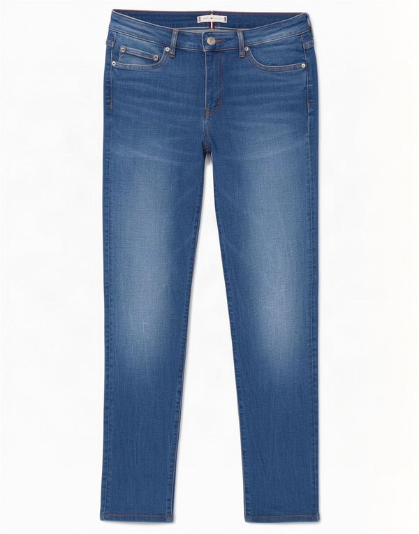 Tommy Hilfiger feminino Venice Slim Jeans W30 L27 algodão azul