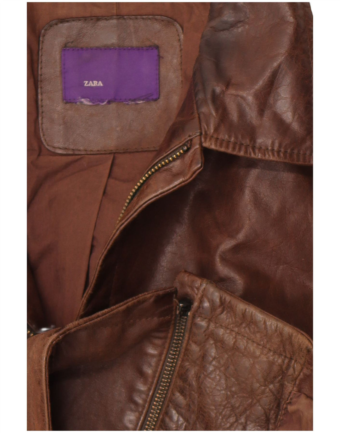Jaqueta de couro masculina Zara Reino Unido 38 marrom médio