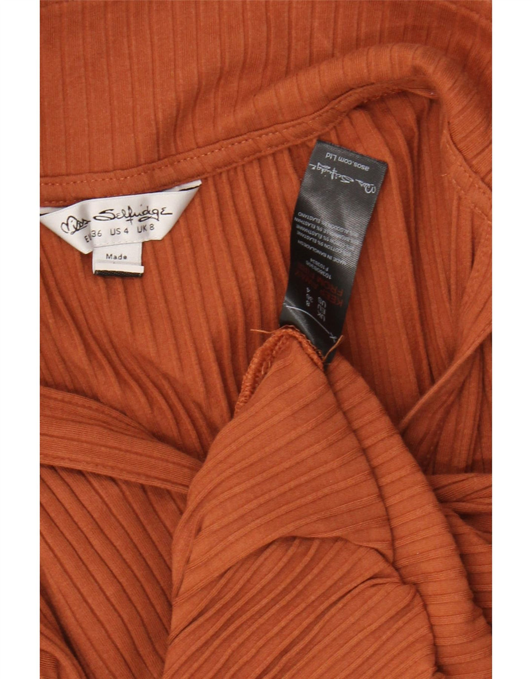 Body feminino MISS SELFRIDGE Reino Unido 8 pequeno algodão marrom