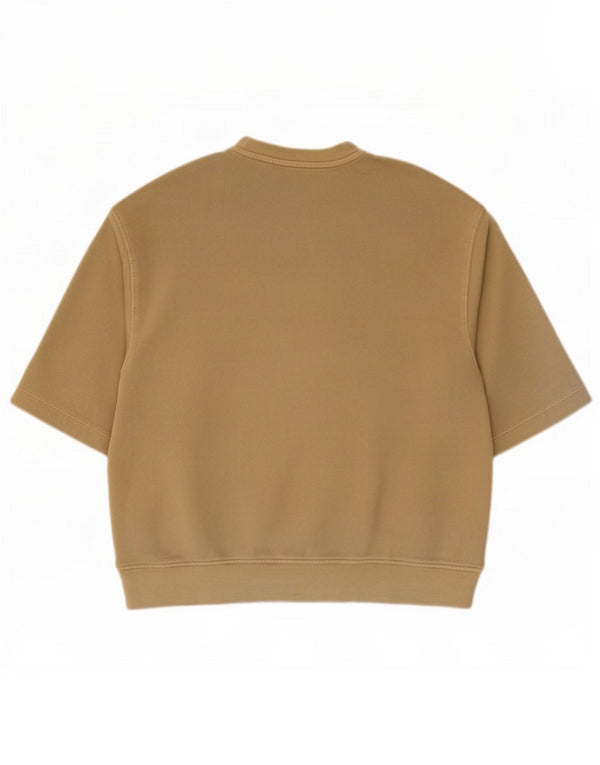 Camiseta masculina Zara Top grande de algodão cáqui