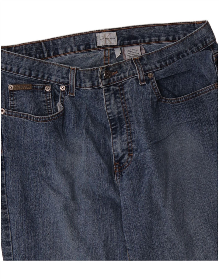 Calça jeans reta feminina Calvin Klein W32 L29 algodão azul