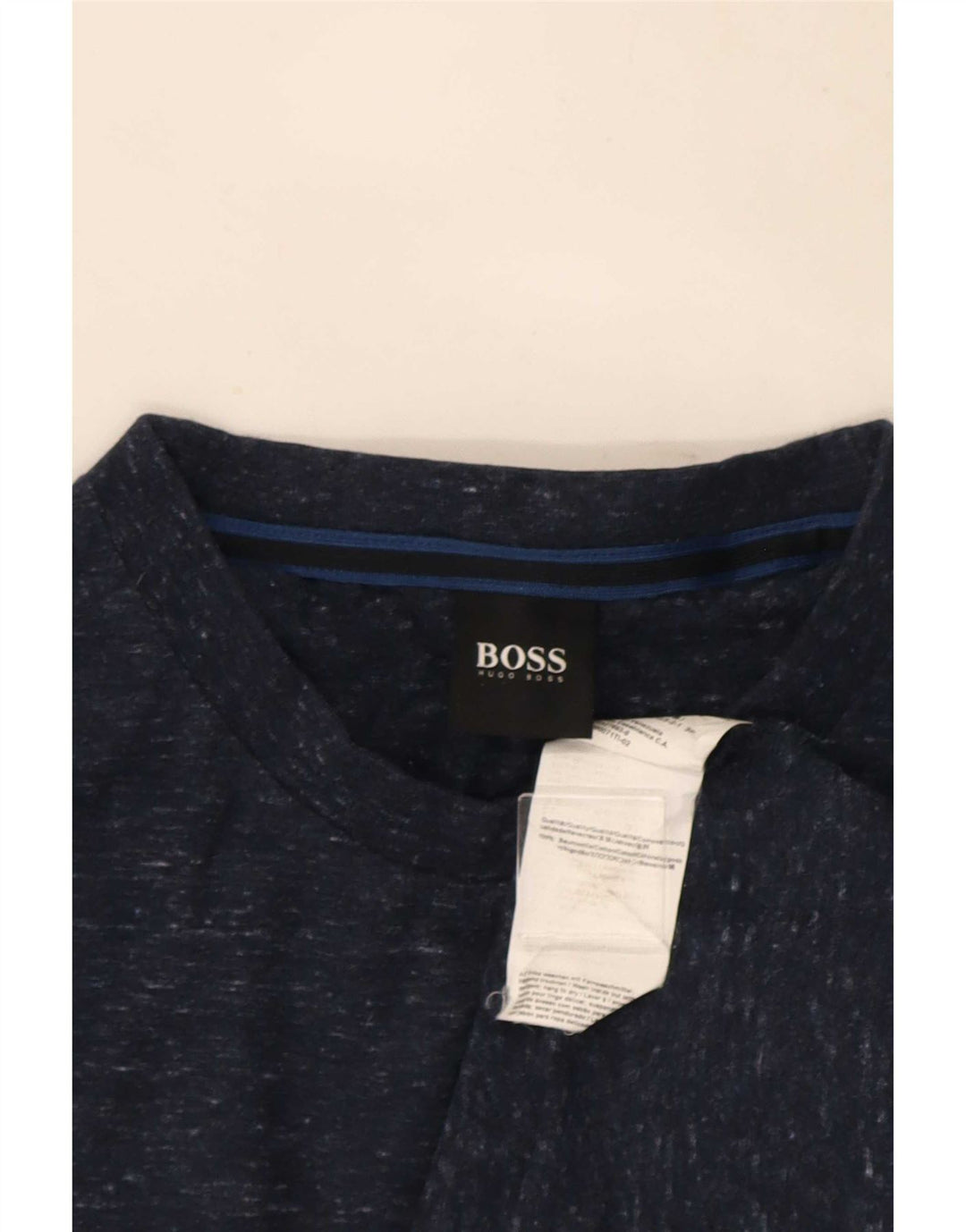 Camiseta masculina Hugo Boss Top médio algodão manchado azul marinho
