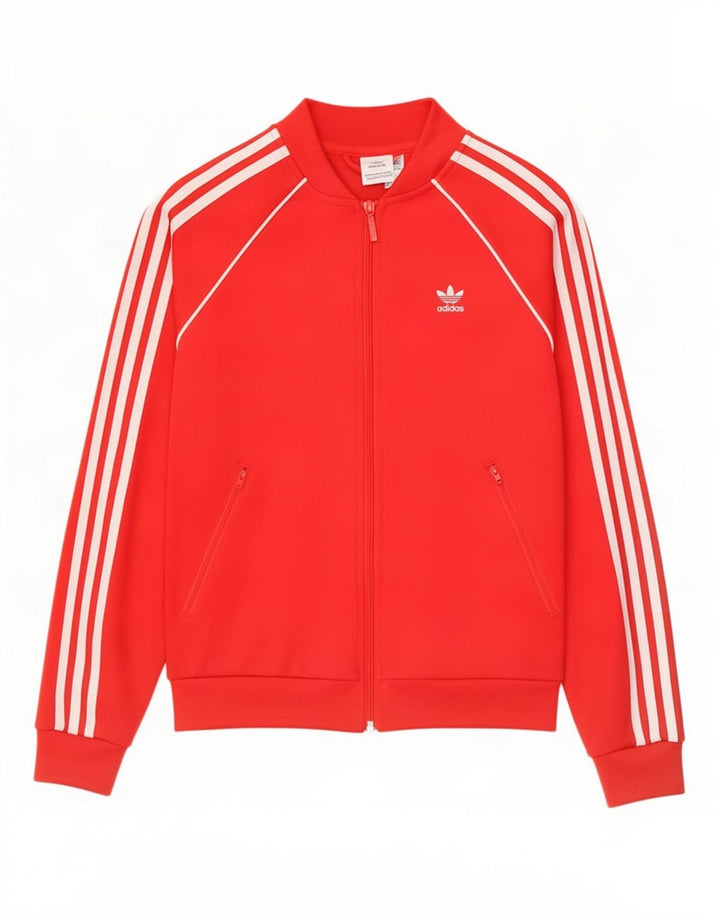 Adidas Womens Tracksuit Top Jacket UK 8 Pequeno Poliéster Vermelho