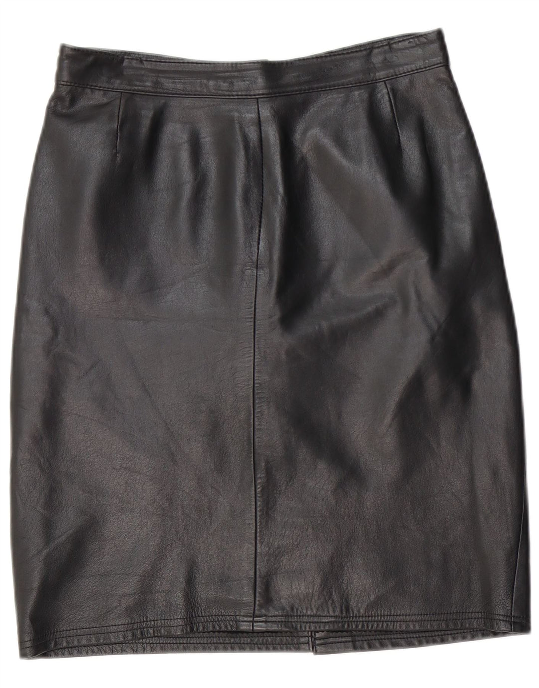 Saia feminina de couro VINTAGE IT 44 médio W28 couro preto