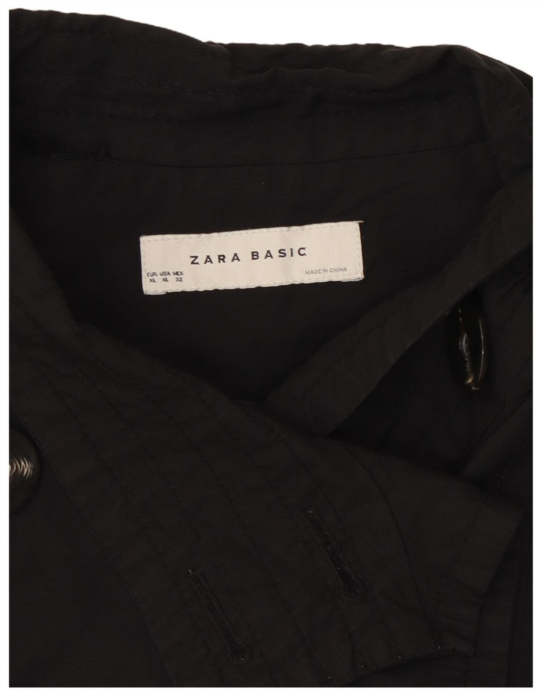 Zara Womens Short Pea Coat UK 18 XL Algodão Preto