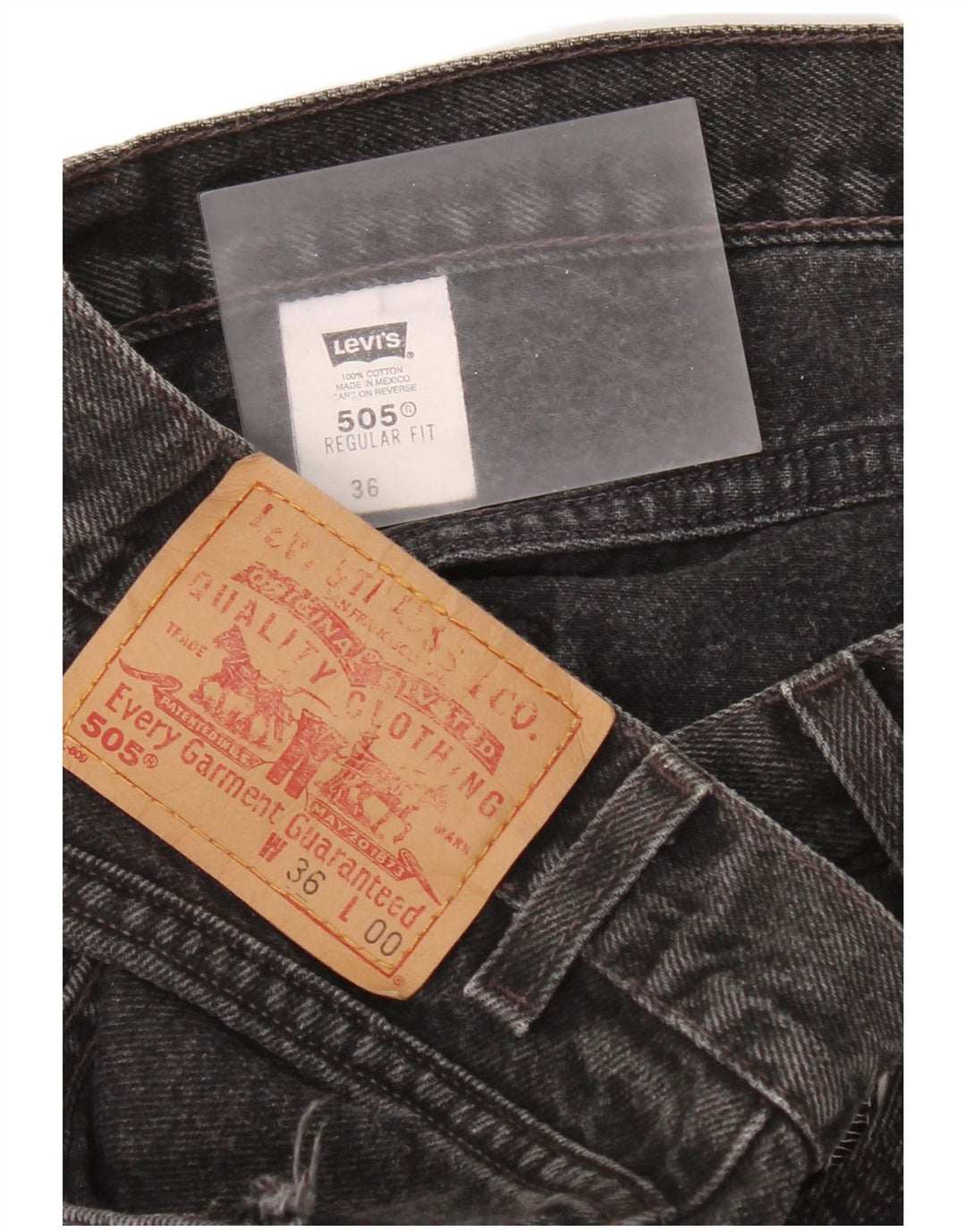 Shorts jeans masculino Levi's 505 Regular Fit W36 grande algodão preto