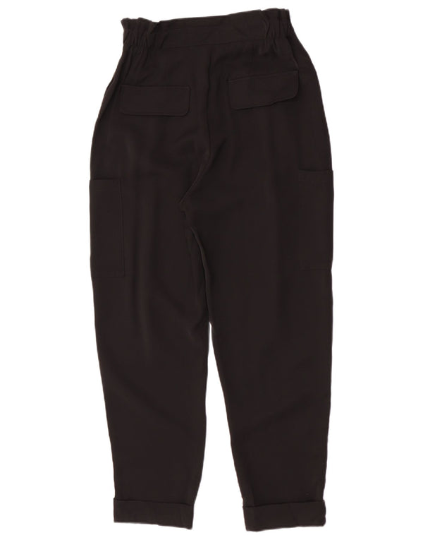 Calça cargo feminina Zara cintura alta solta ajuste UE 36 XS W26 L25 preta