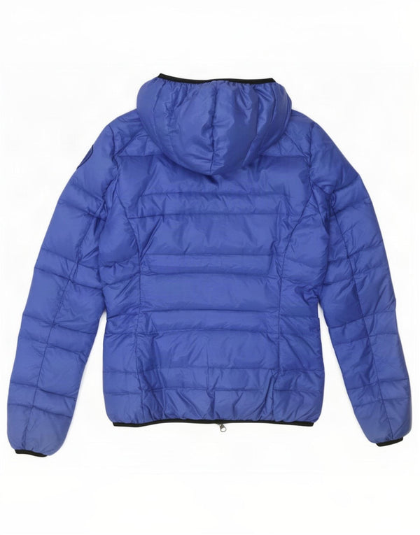 Jaqueta acolchoada com capuz feminina Blauer UK 10 pequena poliamida azul