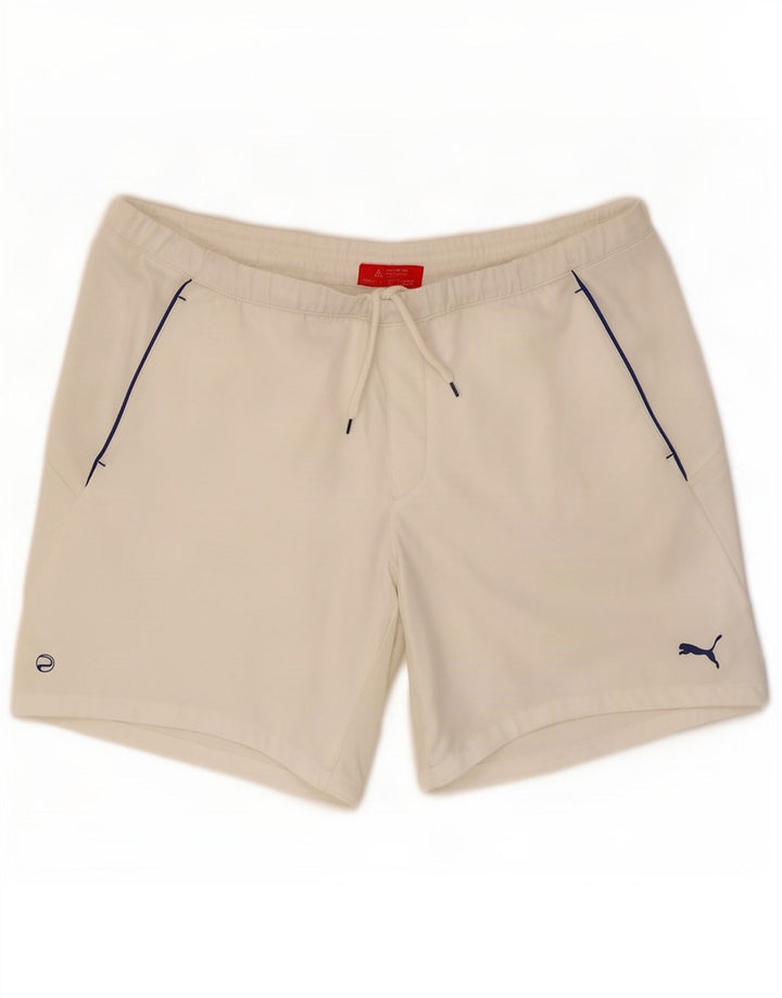 Shorts esportivos masculinos Puma grande poliéster branco