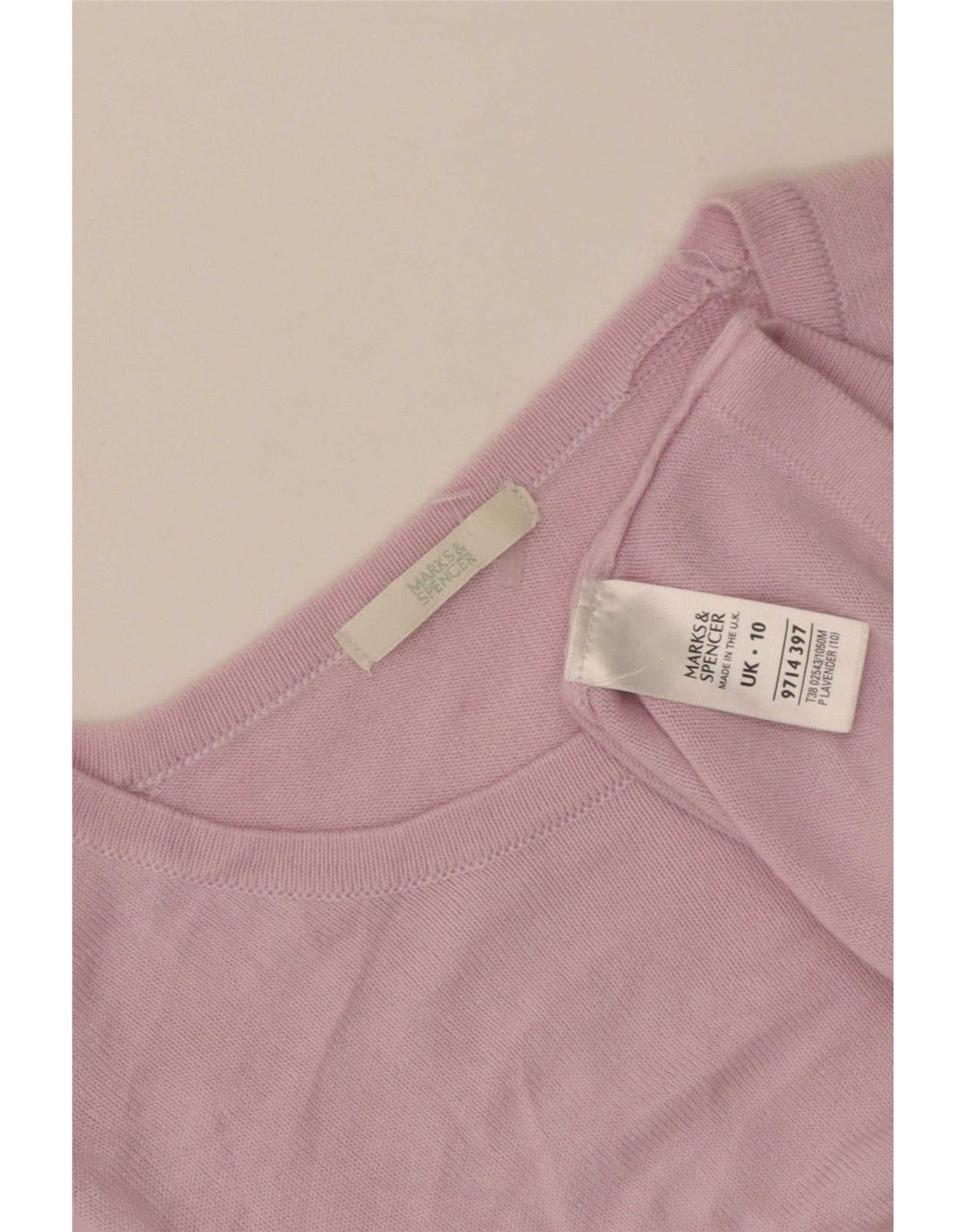Top feminino Marks & Spencer manga 3/4 Reino Unido 10 acrílico roxo pequeno