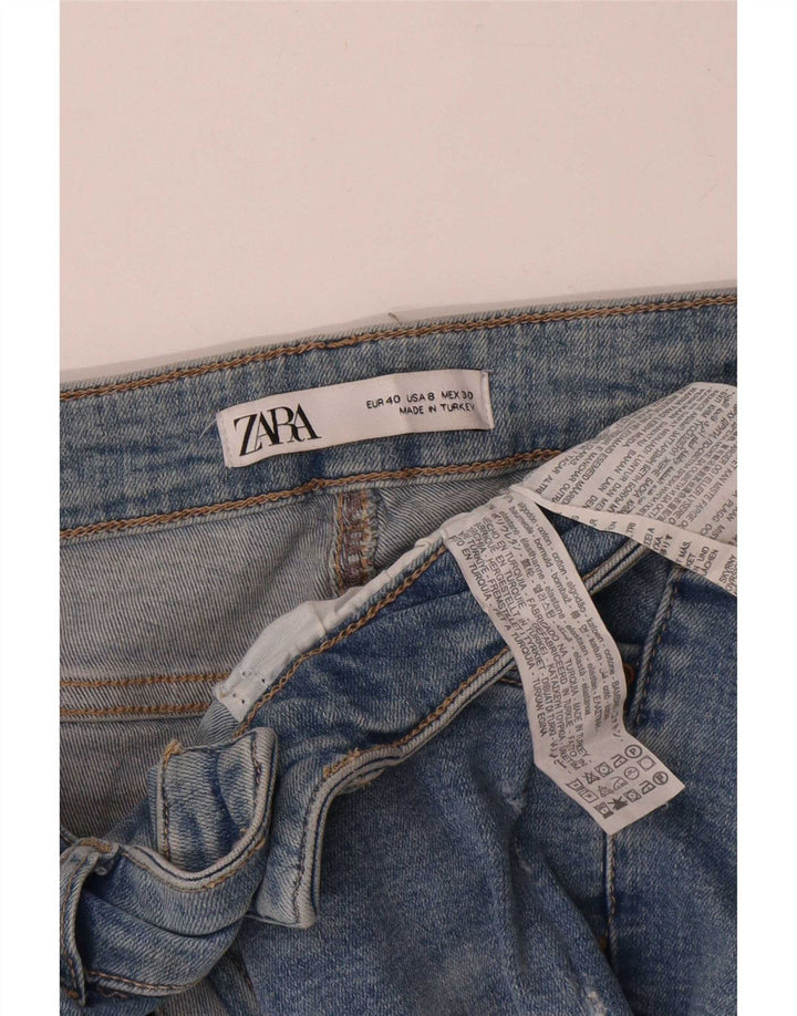 Zara Jeans feminino cortado desgastado UE 40 médio W30 L25 algodão azul
