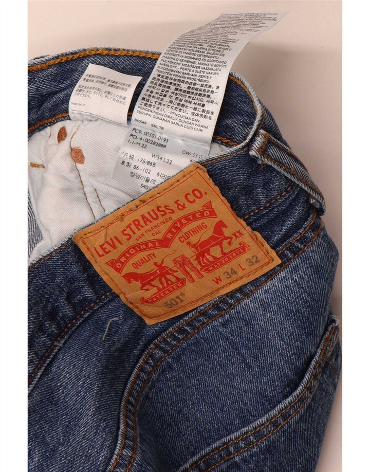 Levi's Masculino 501 Straight Jeans W34 L32 Azul Algodão