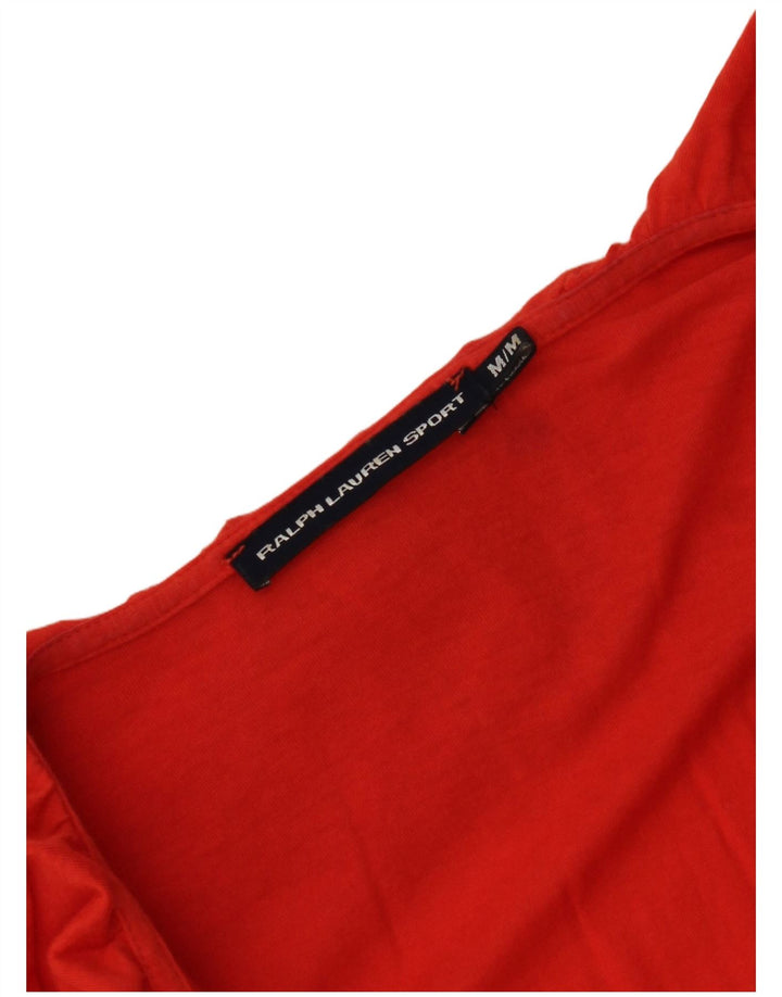 Blusa feminina Ralph Lauren com babados na frente Reino Unido 12 vermelho médio