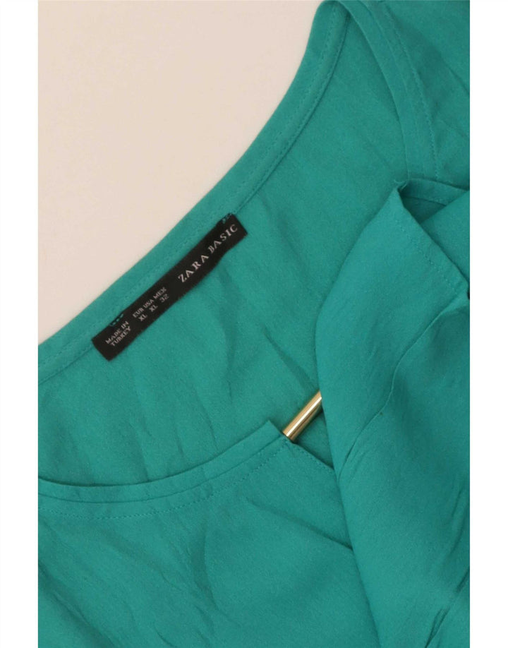 Blusa feminina Zara UK 18 XL turquesa