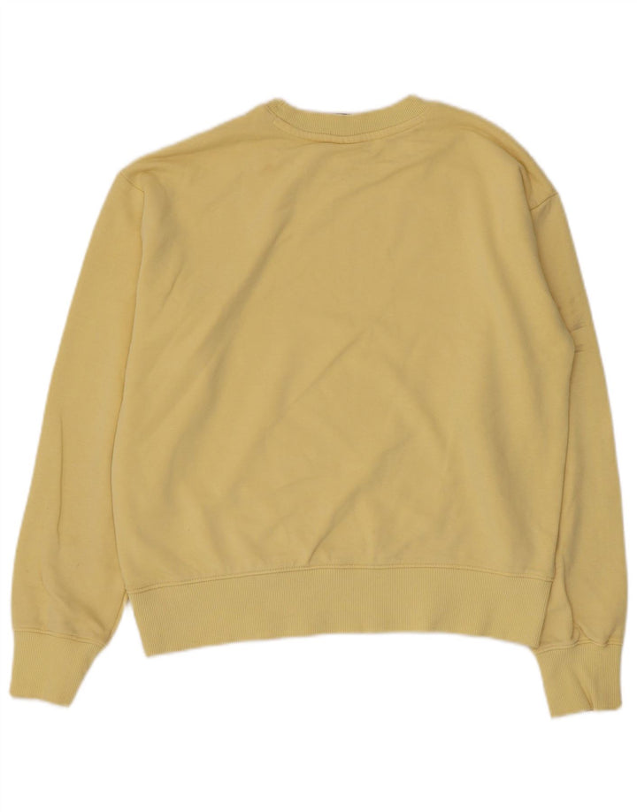 Champion feminino oversized moletom jumper UK 10 pequeno algodão amarelo