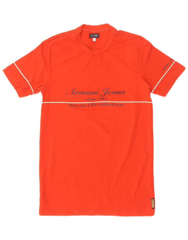 Camiseta feminina com estampa gráfica Armani Jeans UK 14 grande vermelho