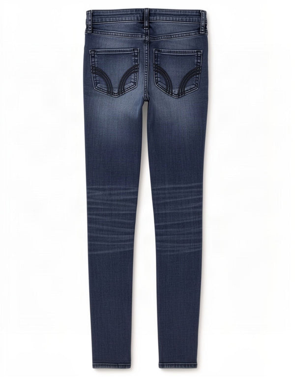 Jeans skinny femininos Hollister EUA 0 XS W24 L27 algodão azul