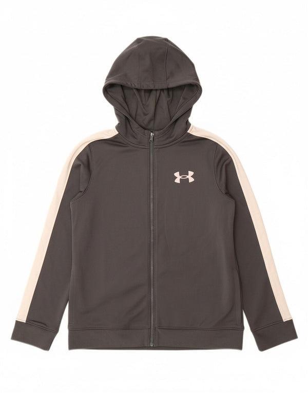 Suéter com capuz e zíper UNDER ARMOUR para meninos 9-10 anos cinza médio bloco colorido