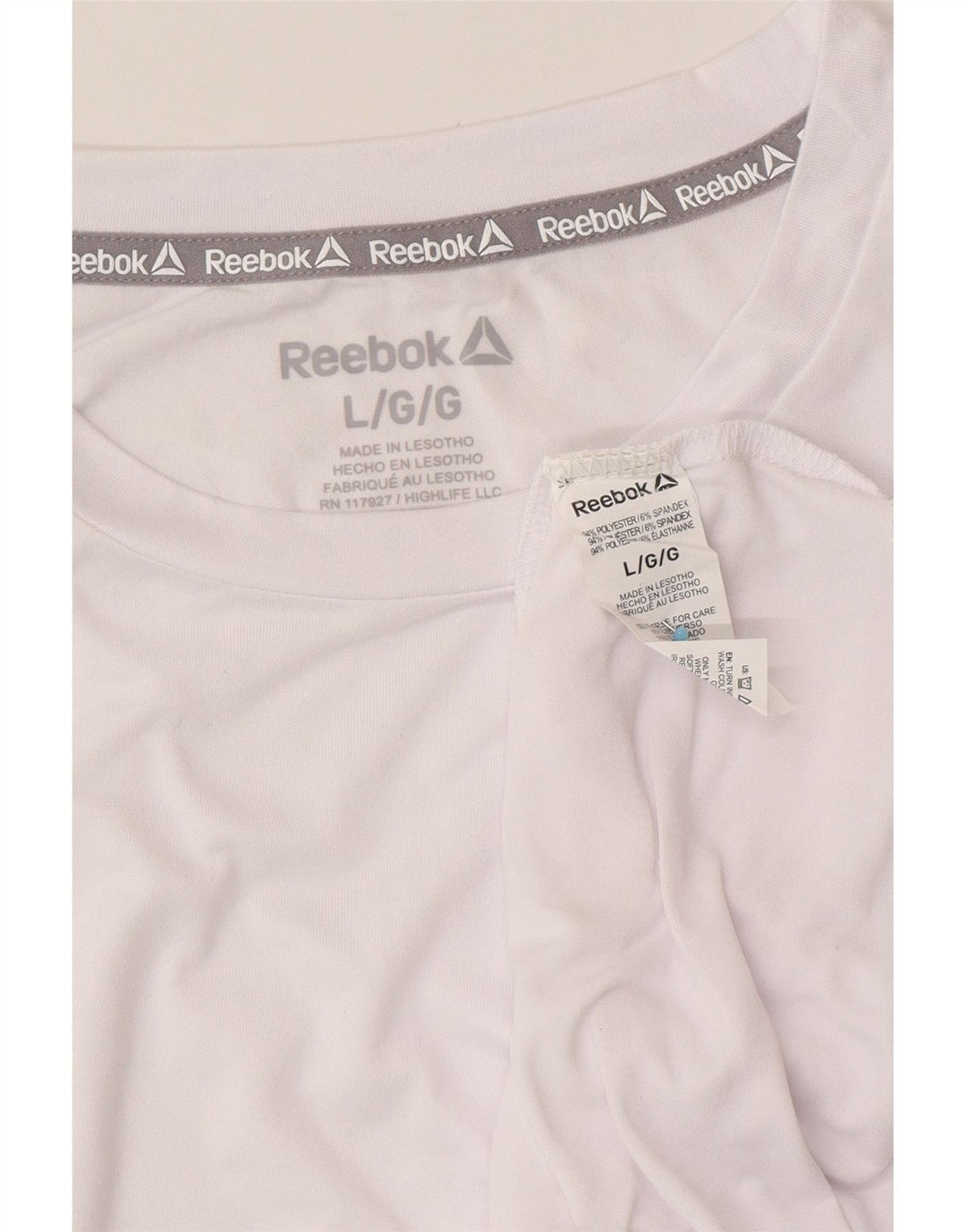 Camiseta masculina REEBOK grande poliéster branco