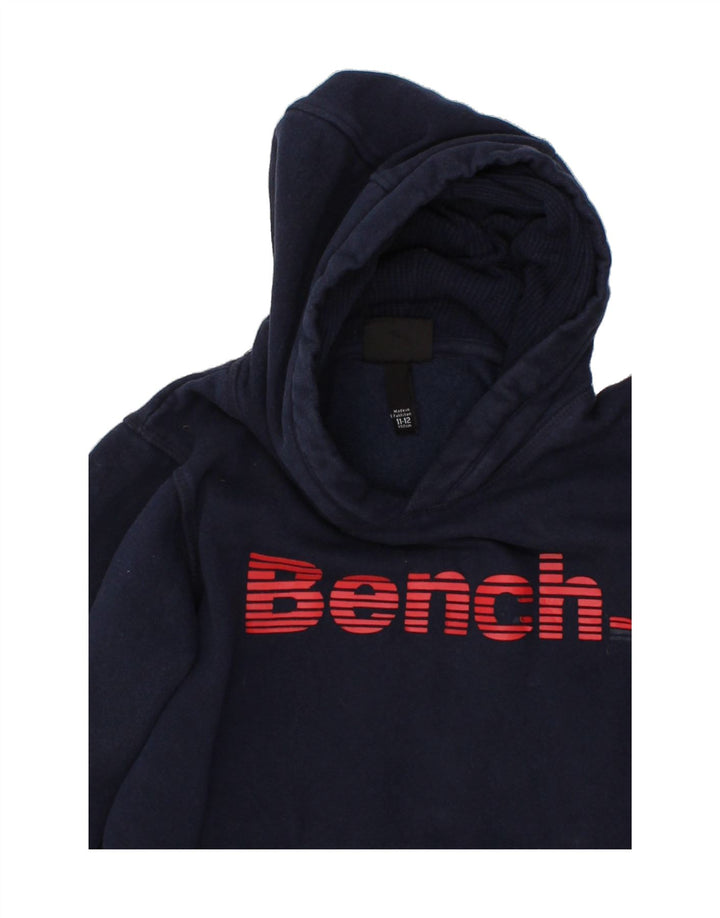 BENCH Boys Graphic Hoodie Jumper 11-12 Years Navy Blue Cotton Vintage Bench and Second-Hand Bench from Messina Hembry 