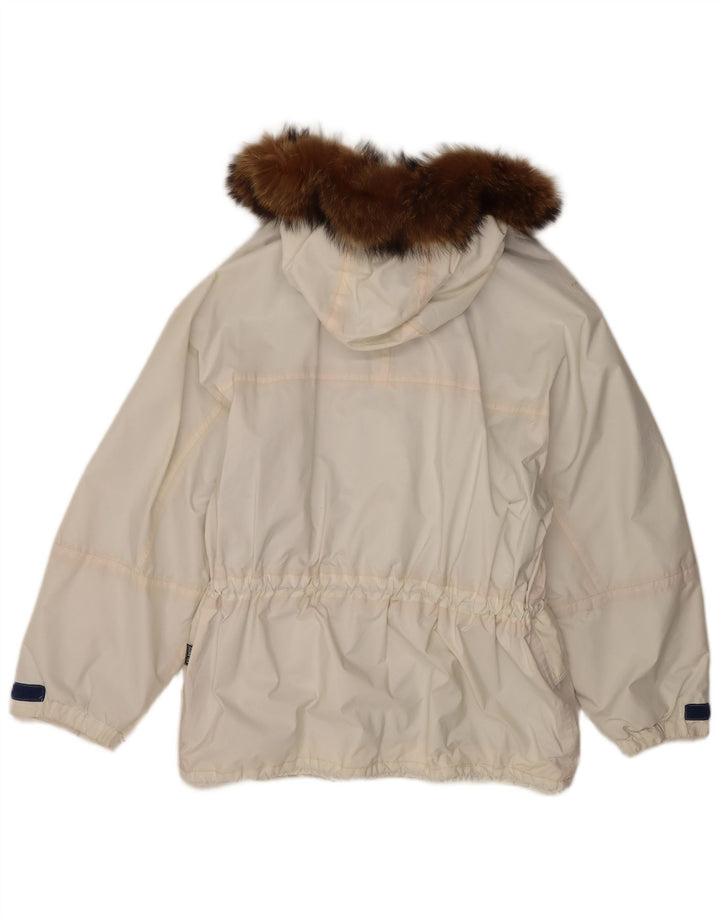 Jaqueta corta-vento feminina Ladakh com capuz grande EU 46 XL poliéster branco