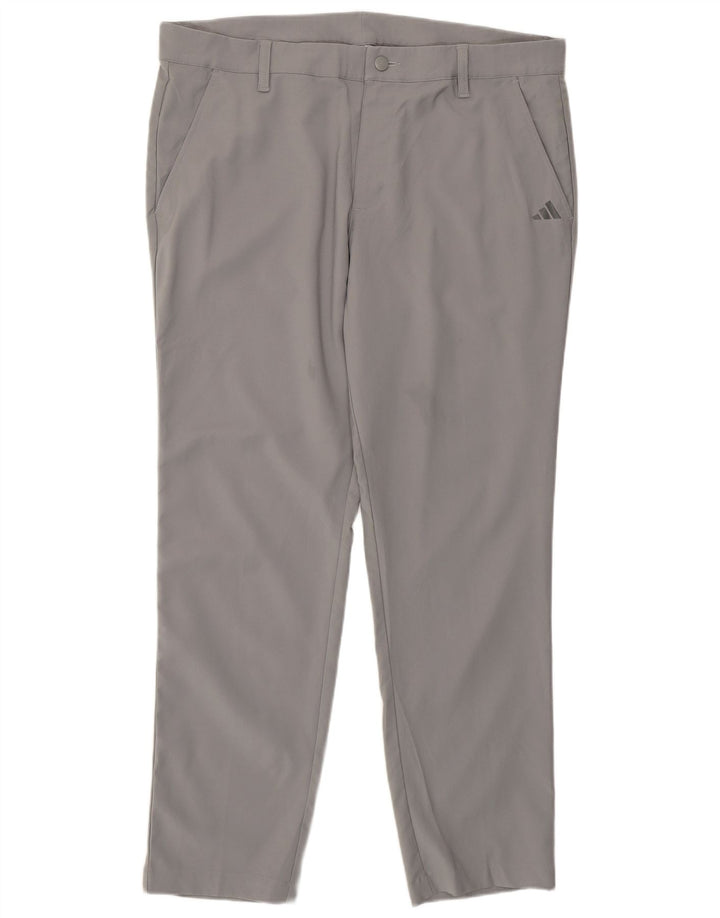 Adidas Mens Slim Chino Calças W36 L30 Cinza Poliéster