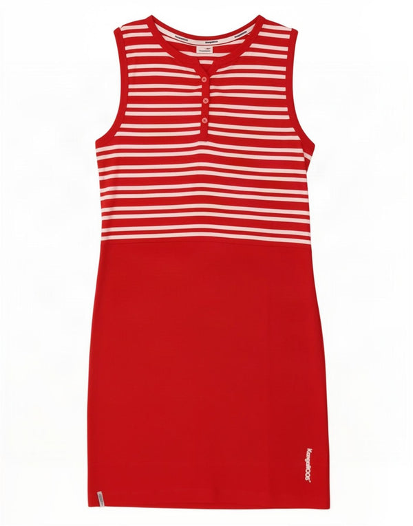 Kangaroos Womens Sleeveless T-Shirt Dress UK 12 Medium Red Striped Cotton