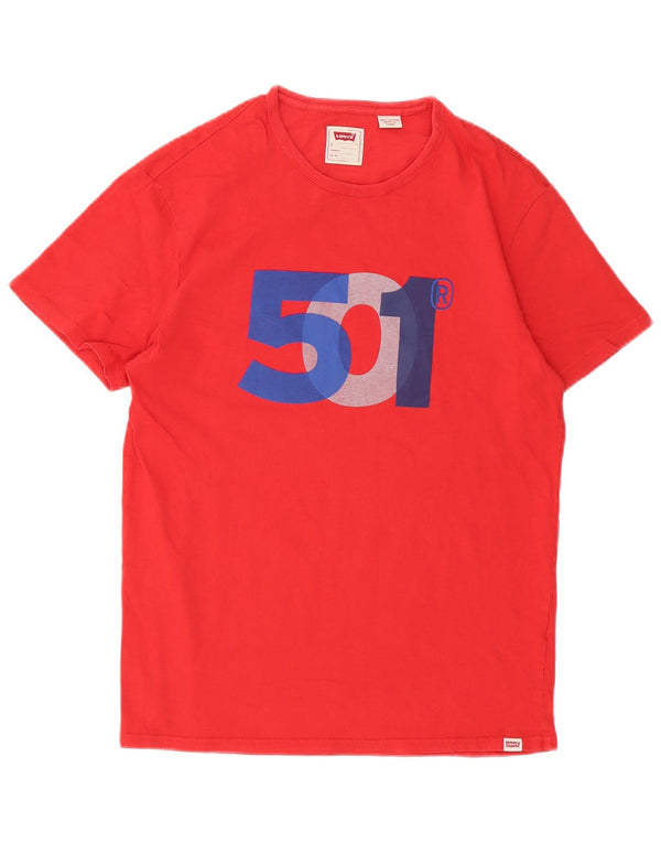 Camiseta masculina Levi's 501 Standard Fit gráfica top pequeno algodão vermelho