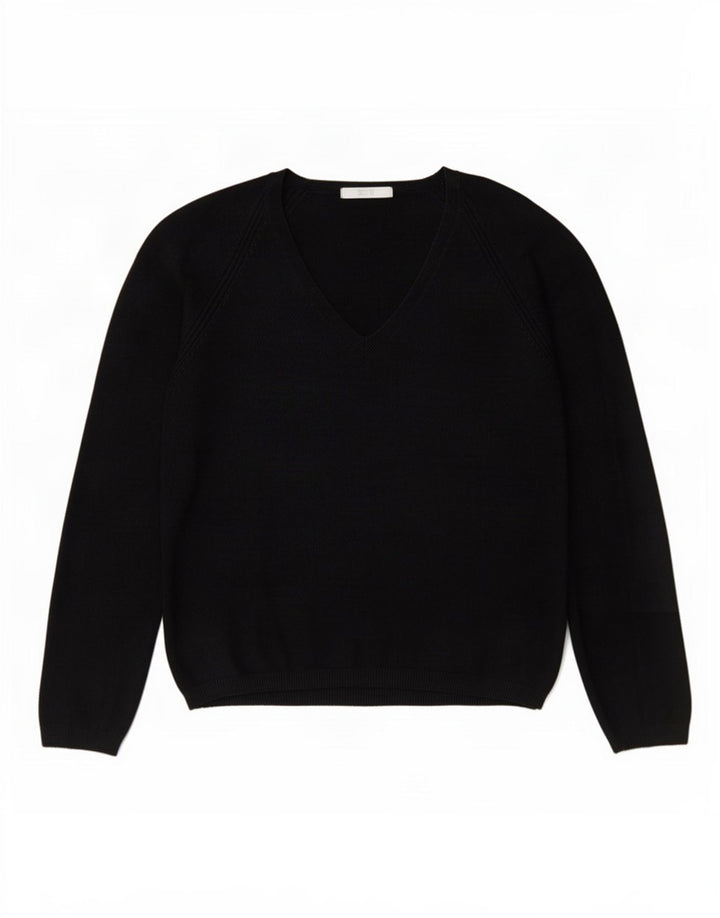 Suéter feminino Marks & Spencer com decote em V Reino Unido 12 médio preto