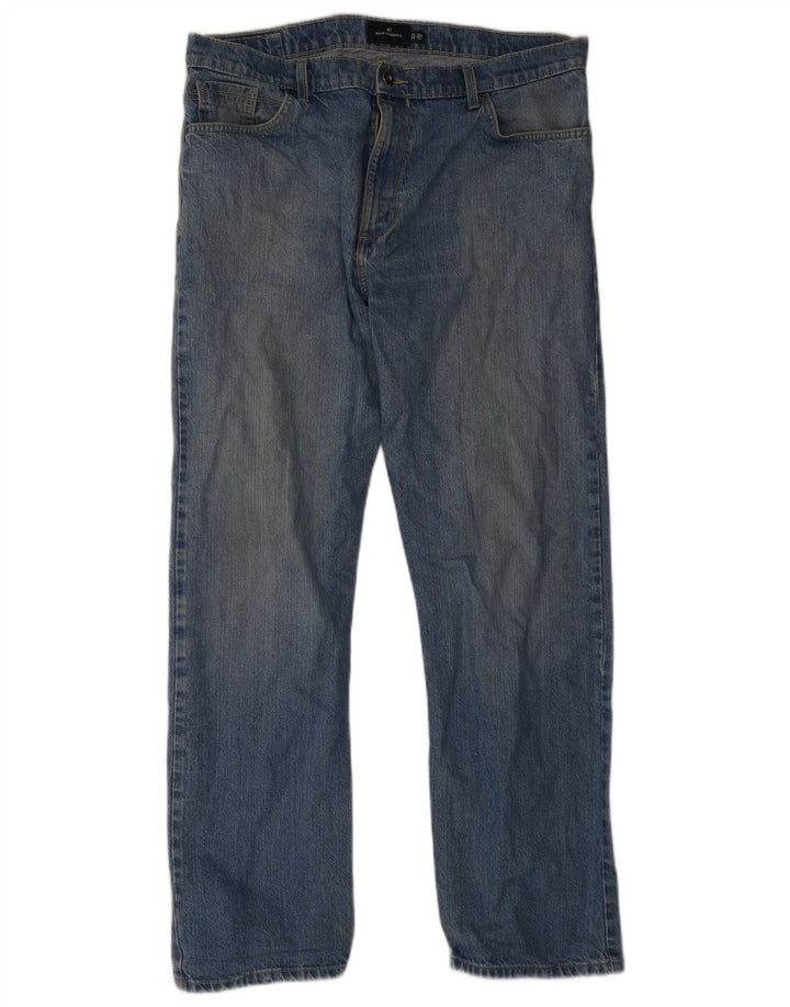 Marks & Spencer Masculino Blue Harbor Straight Jeans W38 L33 Azul Algodão