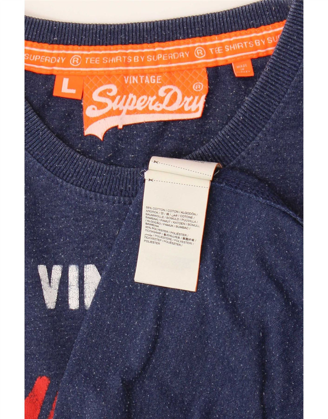 Camiseta masculina Superdry com estampa gráfica grande algodão azul