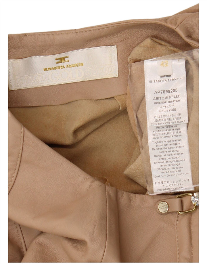 ELISABETTA FRANCHI Vestido feminino de couro IT 42 couro bege médio